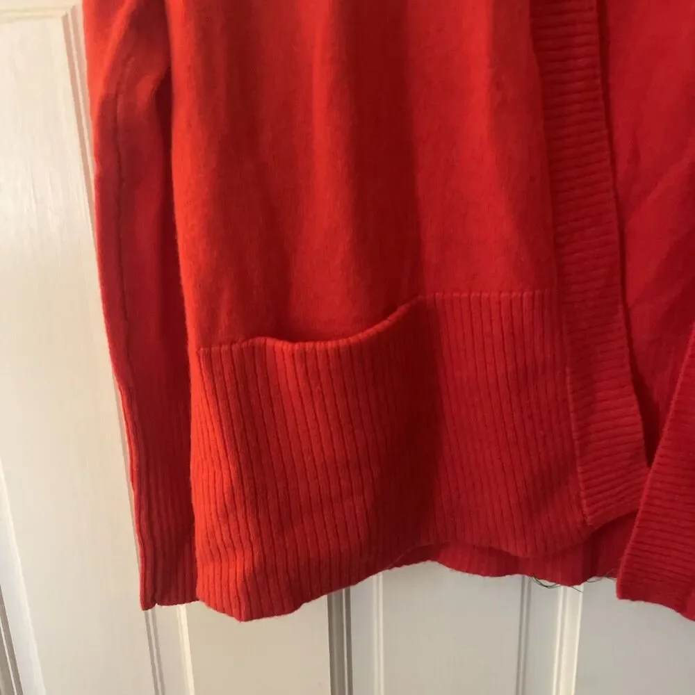 WoolOvers Red Open Front‎ Cardigan Small 90% Merino Wool 10% Cashmere Pockets